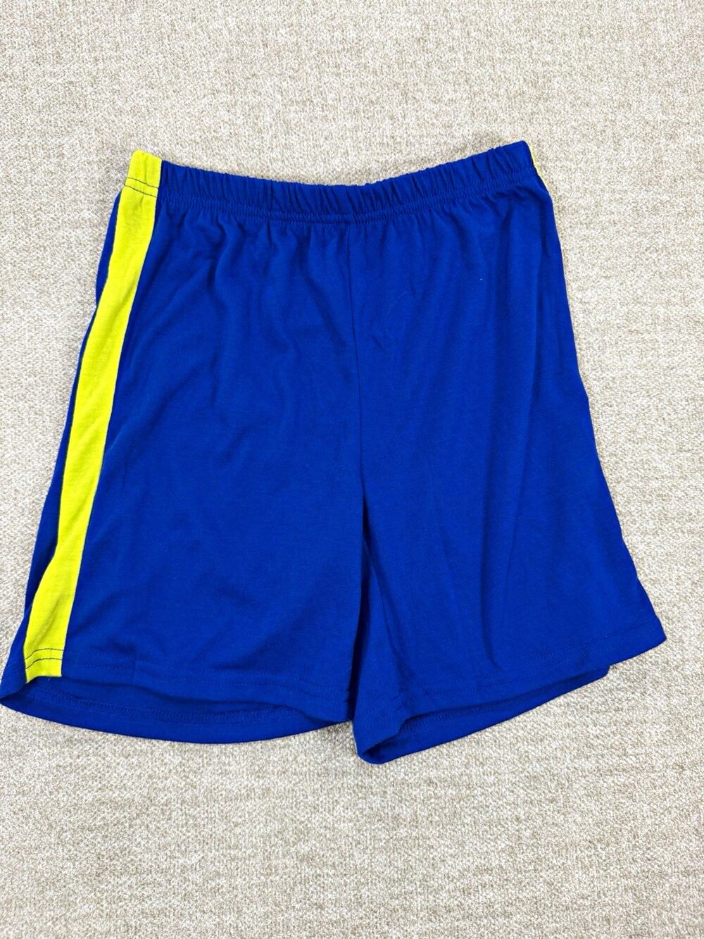 PJ Place Boys Size M Athletic Colorblock Shorts Blue/Yellow Elastic Waist